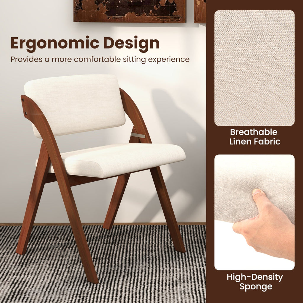 Set of 4 Folding Kitchen Dining Chairs with Rubber Wood Legs