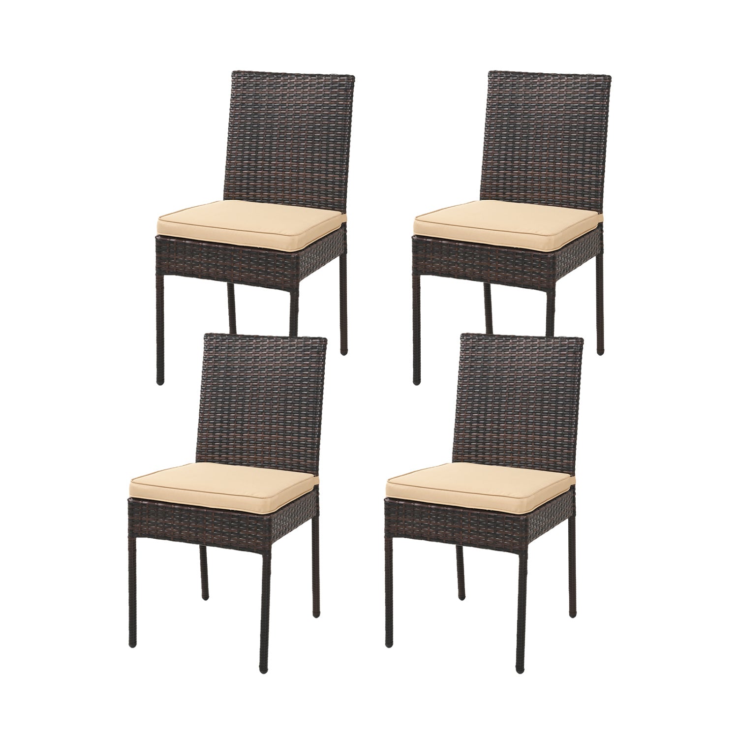 Patio Rattan Dining Chairs Set of 4 with Cushions