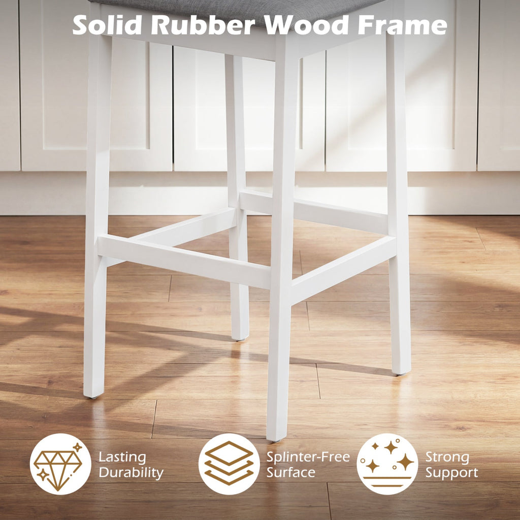 Set of 4 Upholstered Barstool 29.5 Inch Bar Height with Solid Rubber Wood Frame