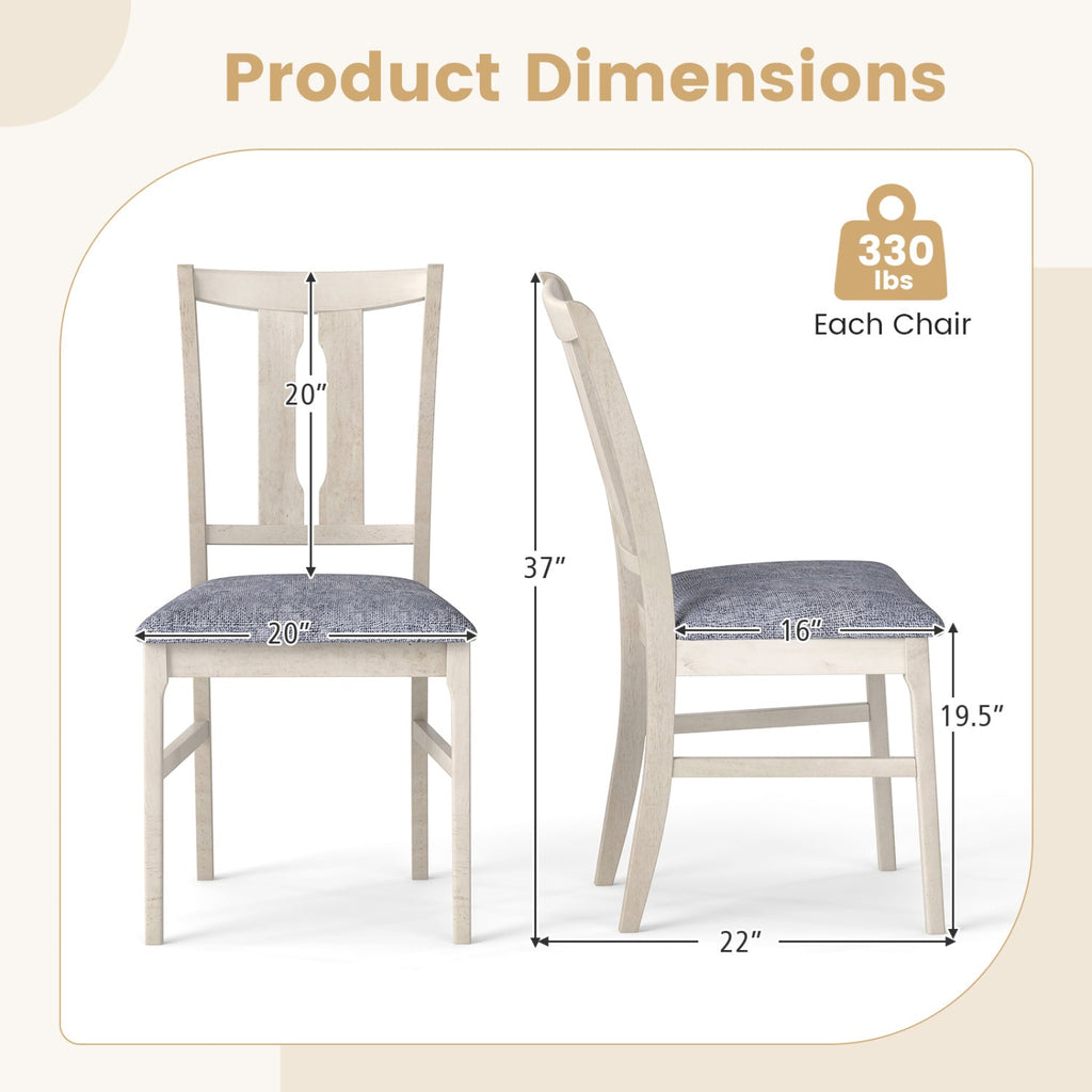 Set of 4 Wooden Upholstered Dining Chairs with High Curved Back
