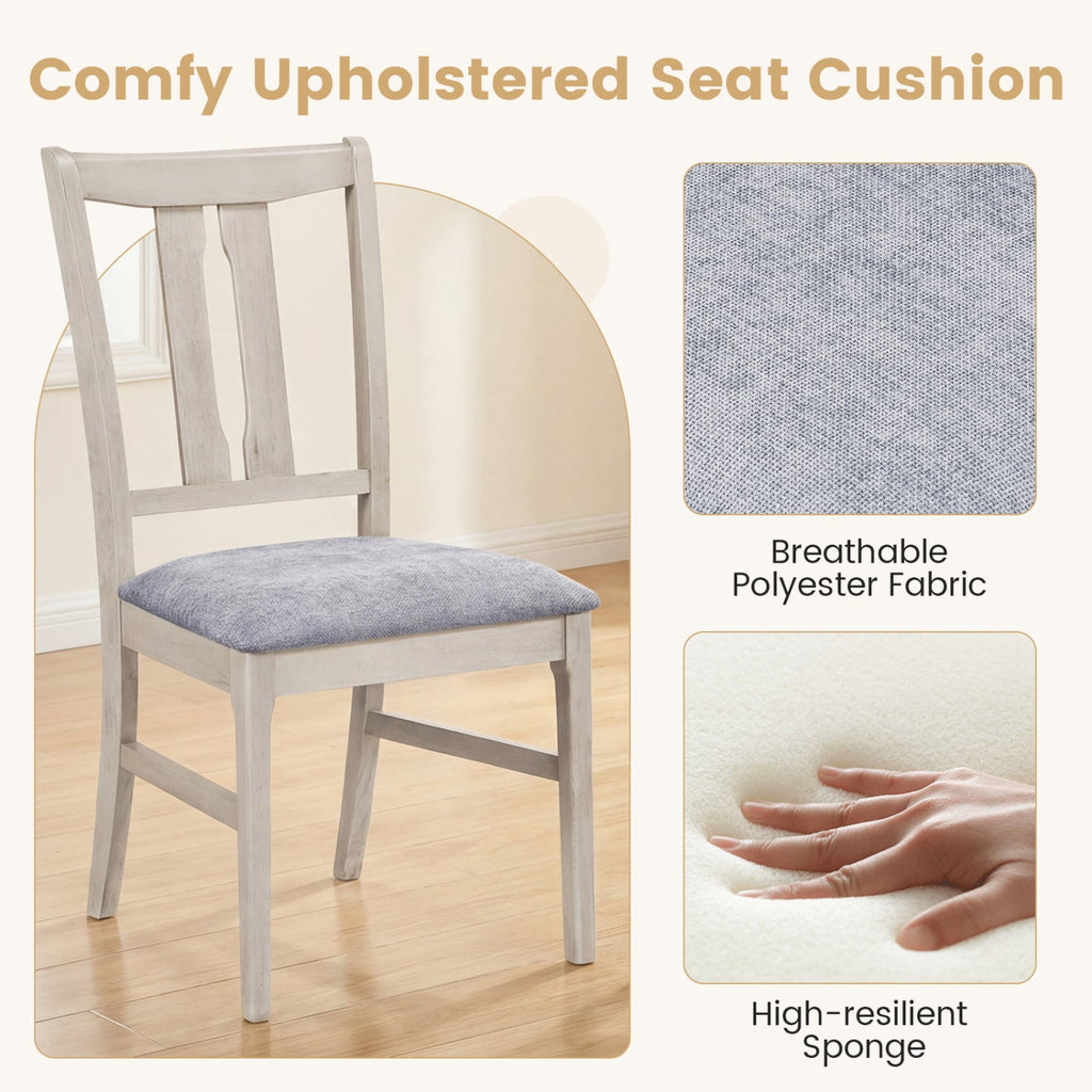 Set of 4 Wooden Upholstered Dining Chairs with High Curved Back
