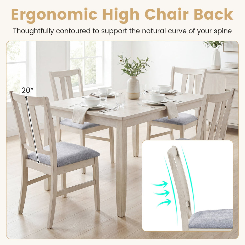 Set of 4 Wooden Upholstered Dining Chairs with High Curved Back