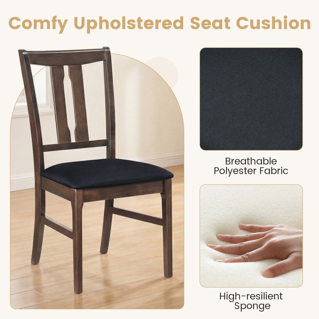 Set of 4 Wooden Upholstered Dining Chairs with High Curved Back