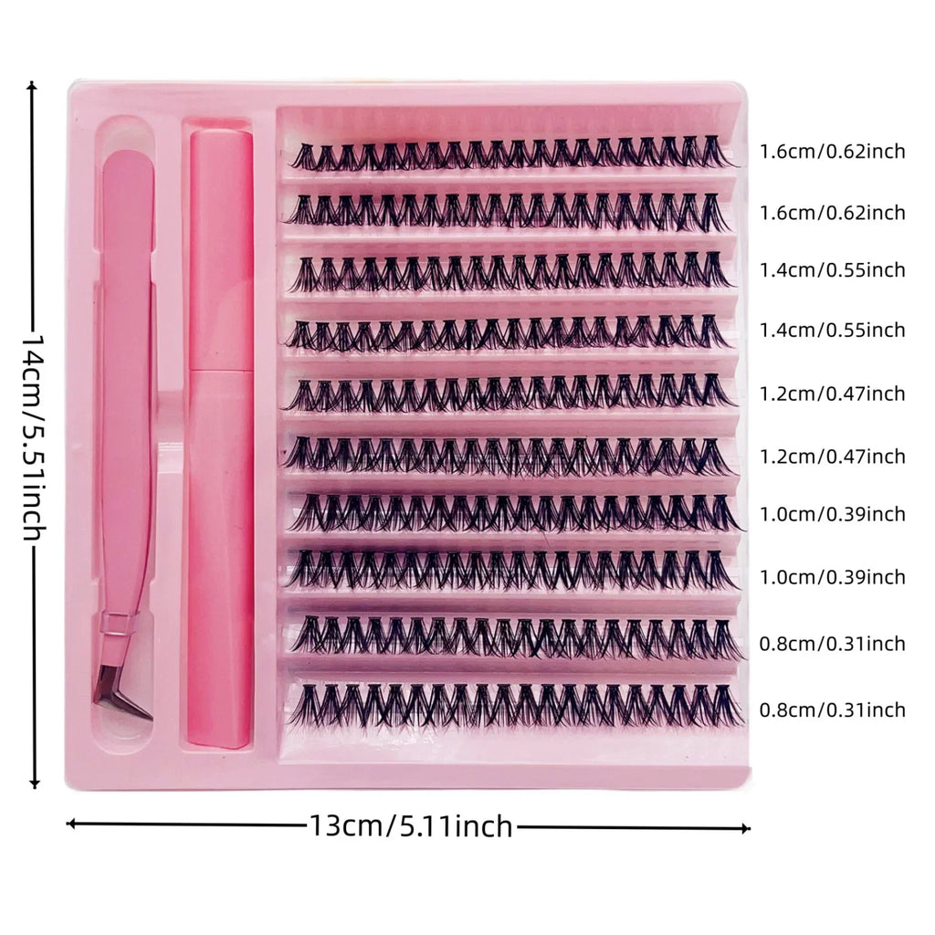 Cluster Lashes D Curling False Eyelash Clusters 200pcs DIY Lash Extension Kit With Bond And Tweezers