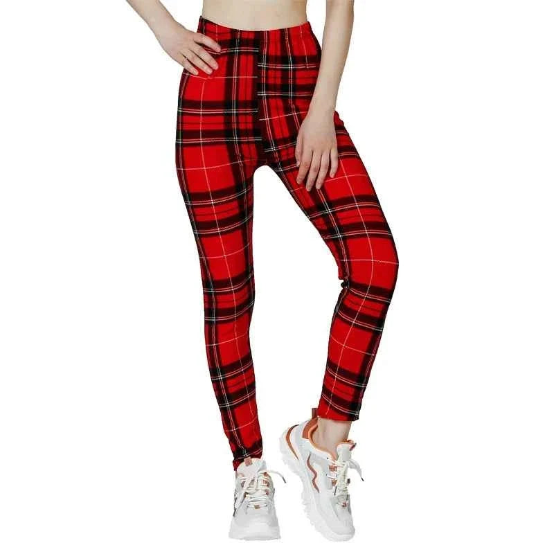 Red Checkered Women’s Sports Leggings