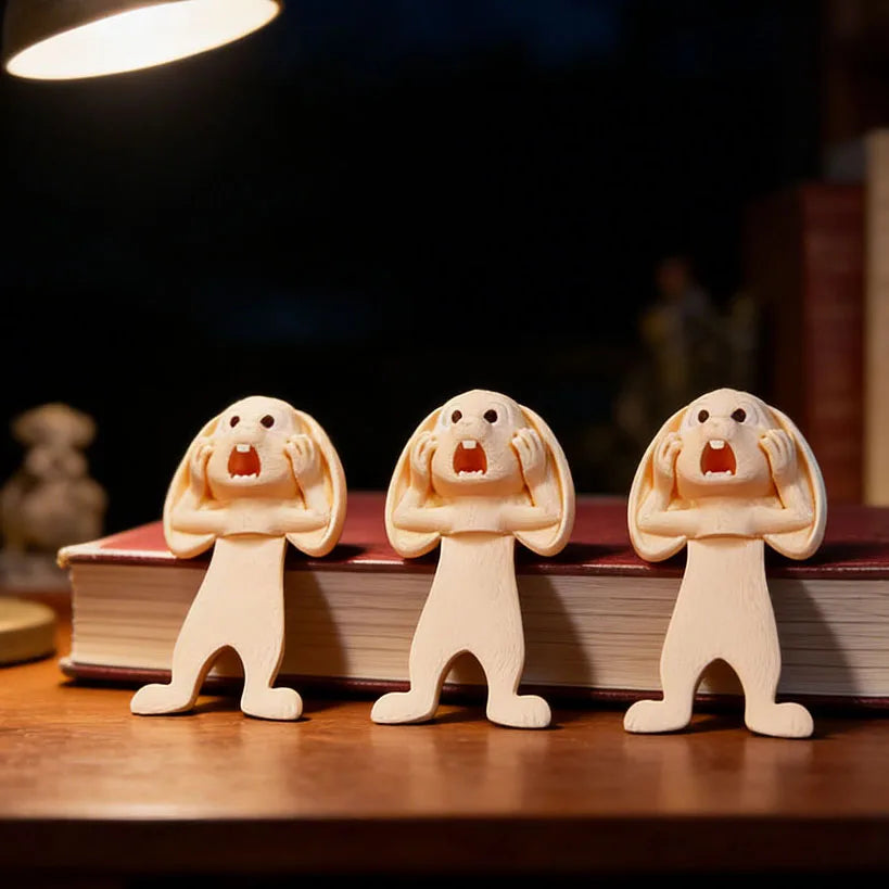 Exclusive New Product - Funny Screaming Rabbit 3D Bookmark, Creative Animal Page Clip, Anti-Page-Falling Reading Marker Clip
