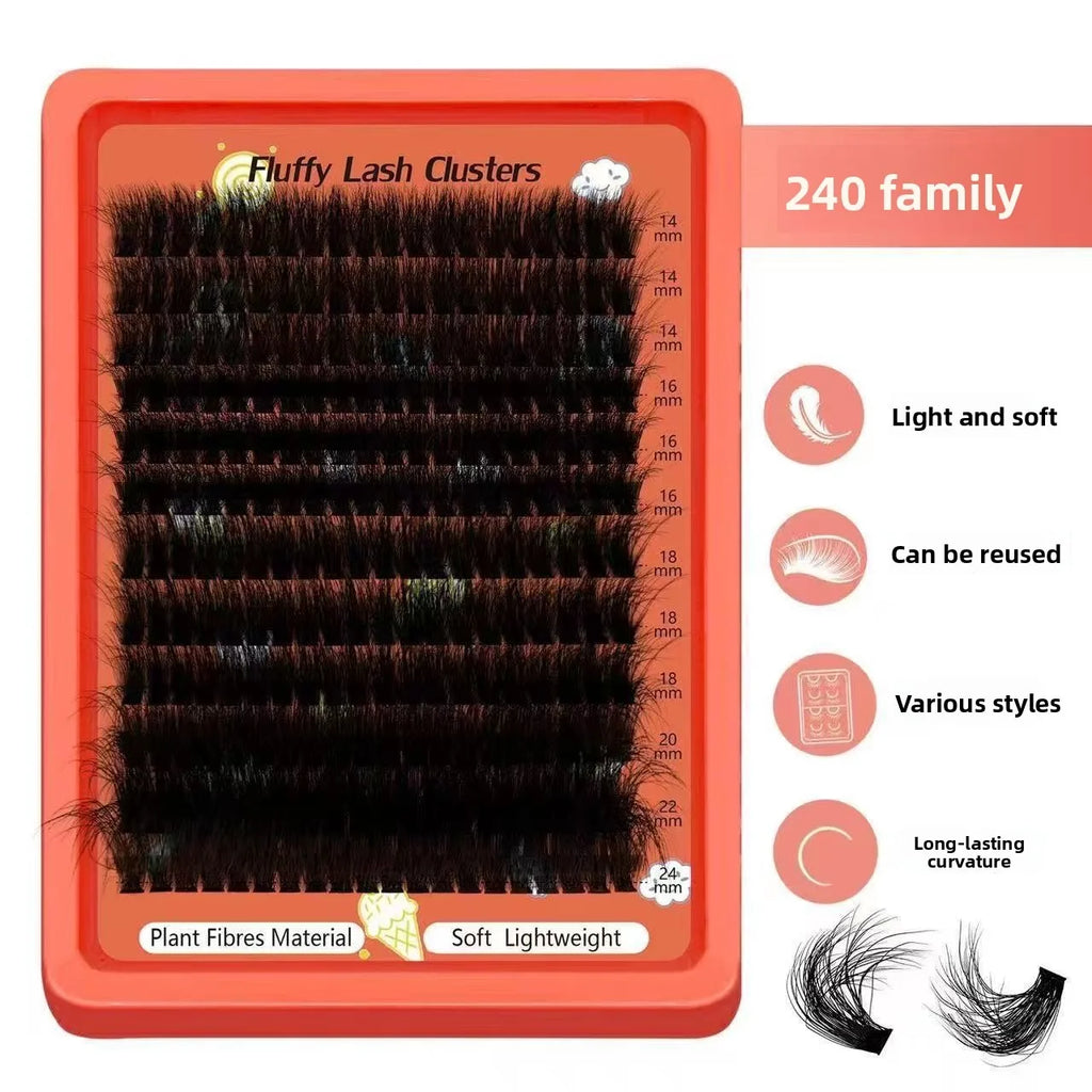 Beginner Friendly 80D-100D Fluffy 8D D Curl Lash Clusters 0.07mm 14-22mm Easy DIY At Home Self-Graft Eyelashes