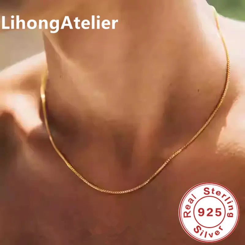 New 925 Sterling Silver Necklace 1mm Box Venetian Necklace Gold Plating Suitable For Women And Men Jewelry Gifts