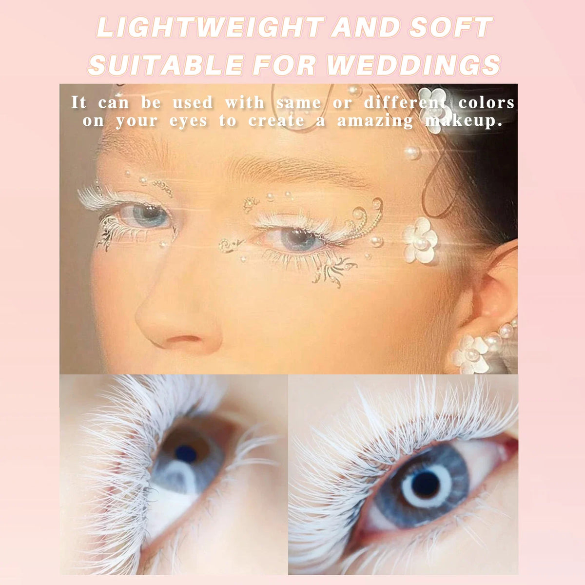 Honey Eyelash 40D White Cluster Eyelash Hot Melt DIY Pure White Wedding Lash Party Makeup Winter Christmas Eyelashes