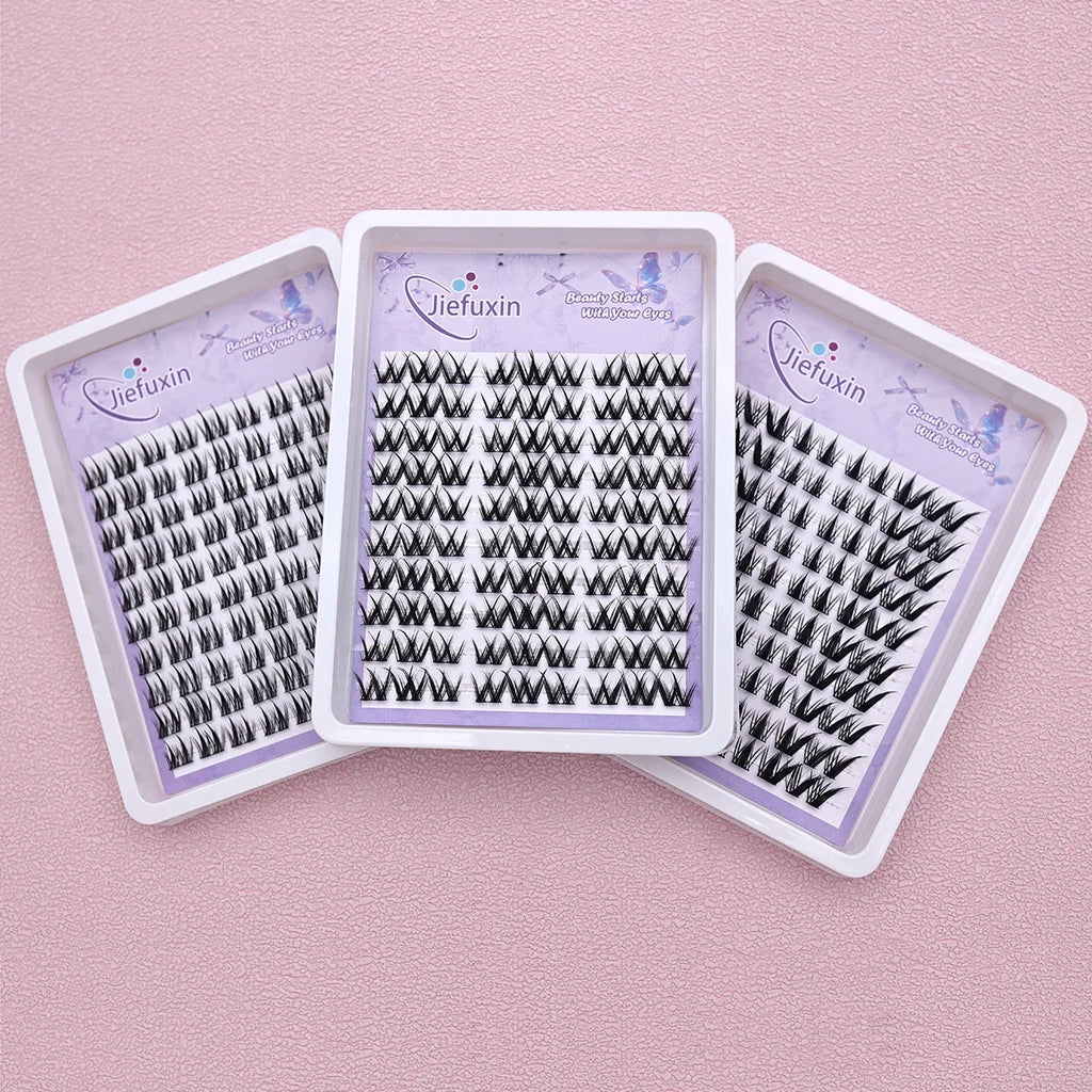 10Rows Cluster False Eyelashes Voluminous Fluffy Thick Natural Curling Lash Manga Eyes，Anime Lash Style，Suitable for Beginners