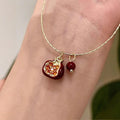Vintage Style Pomegranate Pendant Necklace, Stylish and Elegant Collarbone Chain, Women's Date Party Jewelry, Gifts