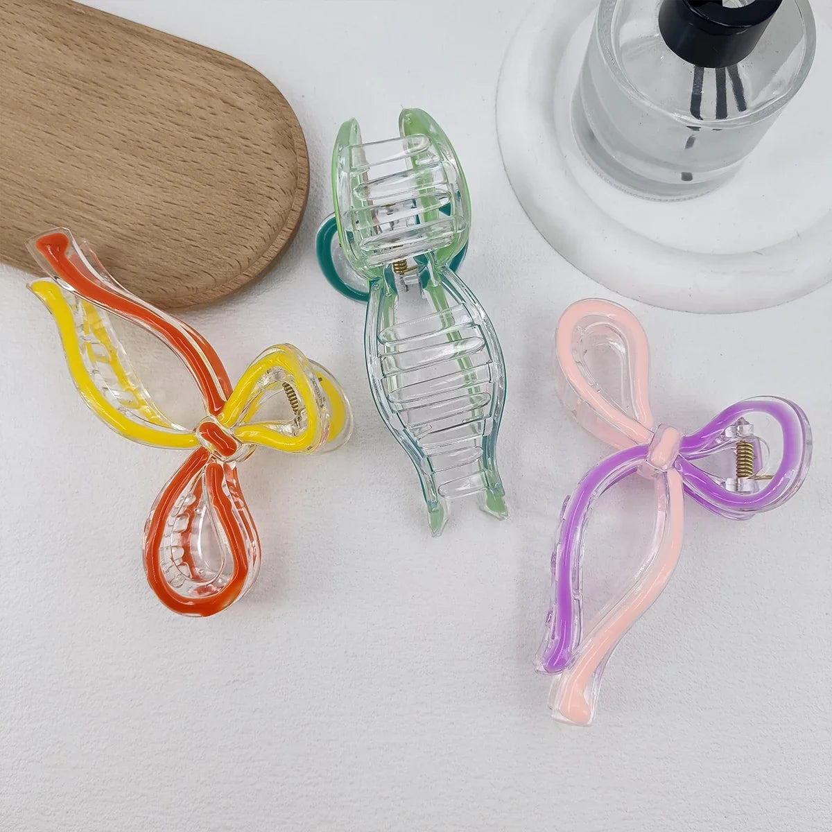 13cm Simple and Versatile Hollow Streamer Bow Ties Oil Dripping Plastic Hair