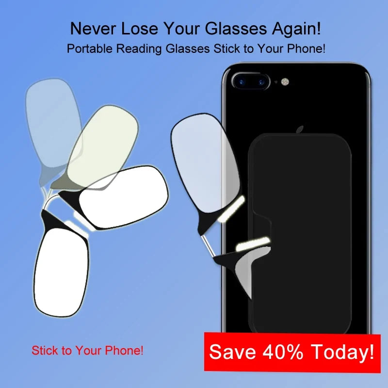 Nose Clip Reading Glasses Man High Quality Men Portable Foam Nose Glasses for Seniors Transparent Eyeglasses with Case