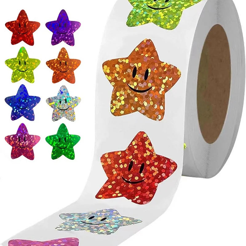 100pcs Round Star Thank You Stickers | Cute Packaging Labels for Cards and Gifts