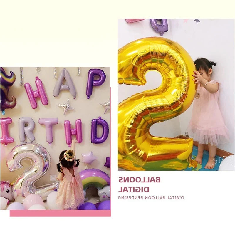 32 Inch Gold Foil Number Balloons 0-9 | Birthday Party Decorations