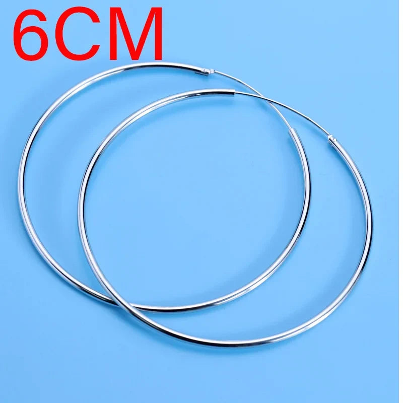 925 Sterling Silver Large Circle Hoop Earrings | Wedding Fine Fashion Jewelry