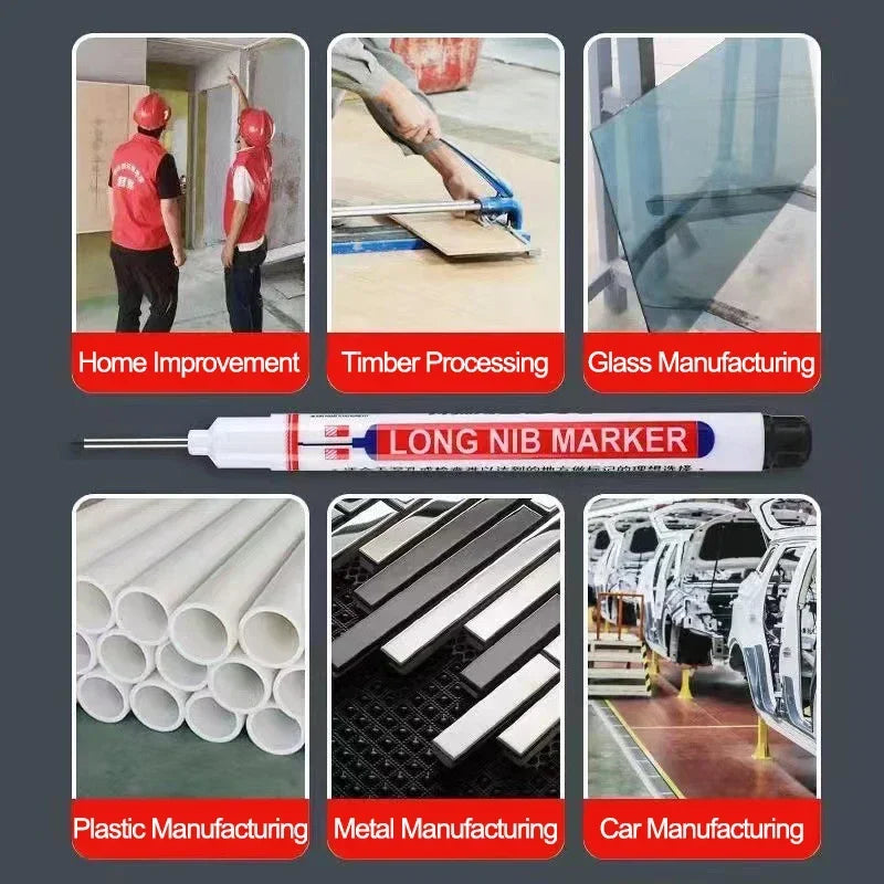 20mm Deep Hole Long Nib Markers Set | Multi-Purpose Perforating Pen for Metal, Wood, and Glass