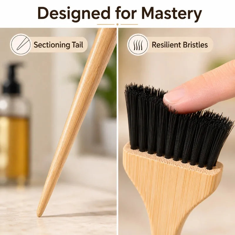 Natural Wood Handle Hair Dye Brush with Nylon Bristles Hair Color Applicator for Precise Highlighting and Color Application