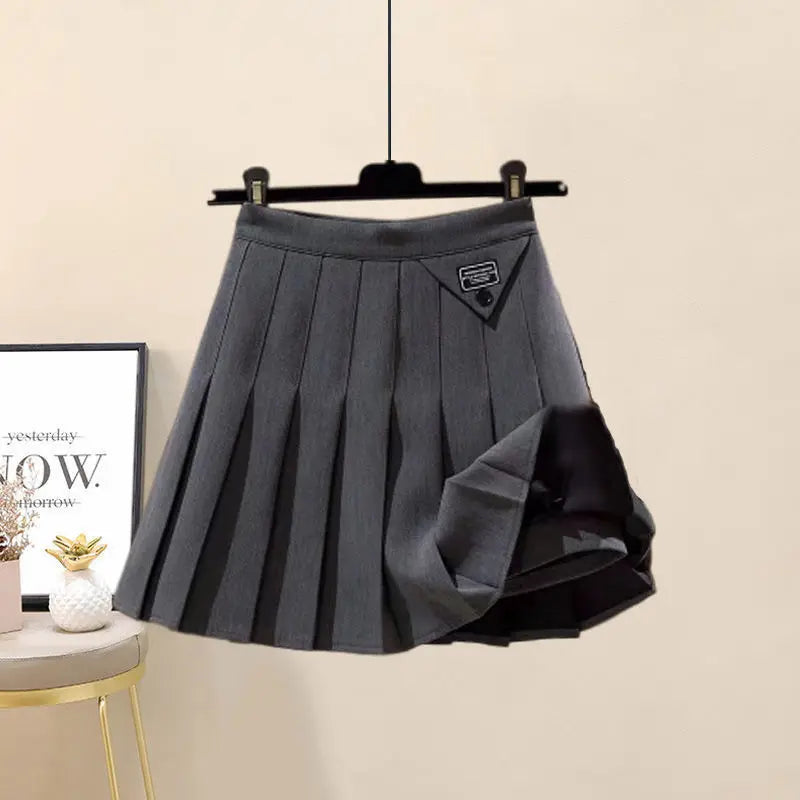 Hooded Zipper Top & Pleated Skirt Set Streetwear