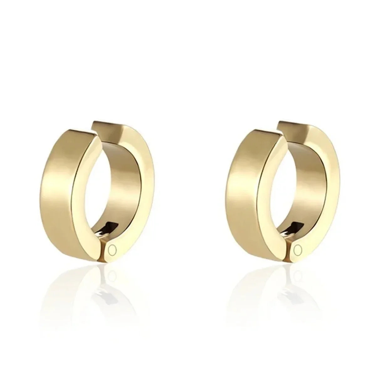 Stainless Steel Cuff Earrings for Men | Non Piercing Clip On Hoop Set