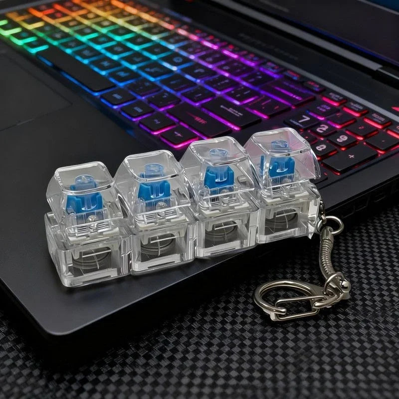Mini USB LED Keyboard Fidget Keychain | Clickable Stress Relief Desk Toy with Light