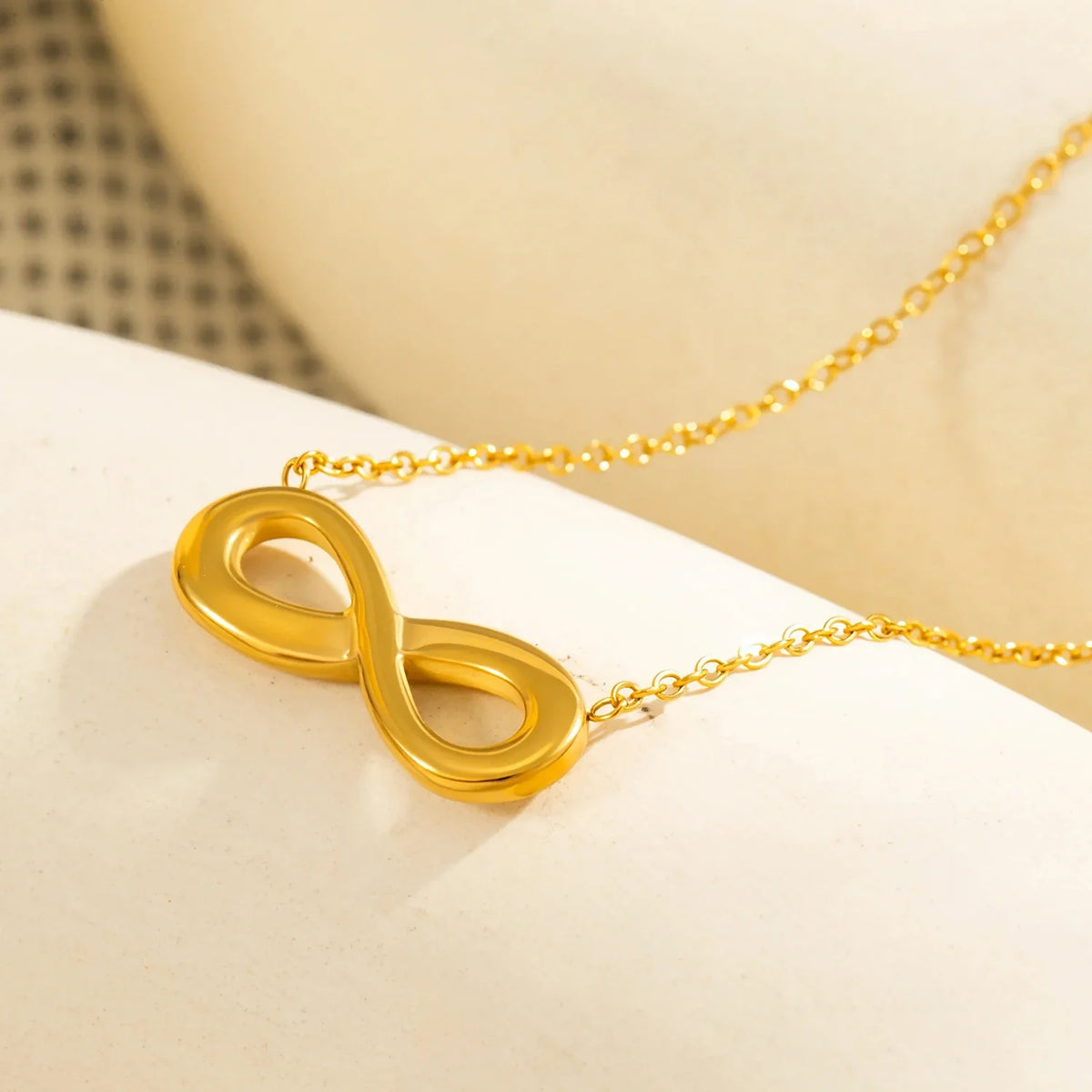 Minimalist Infinity Necklace - 18K Gold Plated Stainless Steel, Love Freedom Pendant for Women Everyday