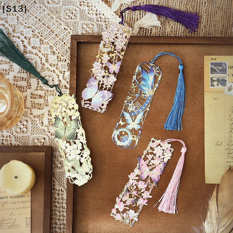 Chinese Style Tassel Hollow Butterfly Metal Bookmark Gift For Students Teachers Reading Page Clip Bookmarks Books Accessories[Q]