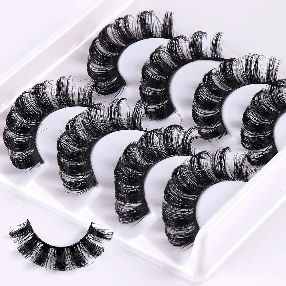 4 Pairs 3D Faux Mink Russian Strip Lashes DD Curl Super Fluffy Reusable Volume False Eyelashes Lightweight All-Day Wear Lashes