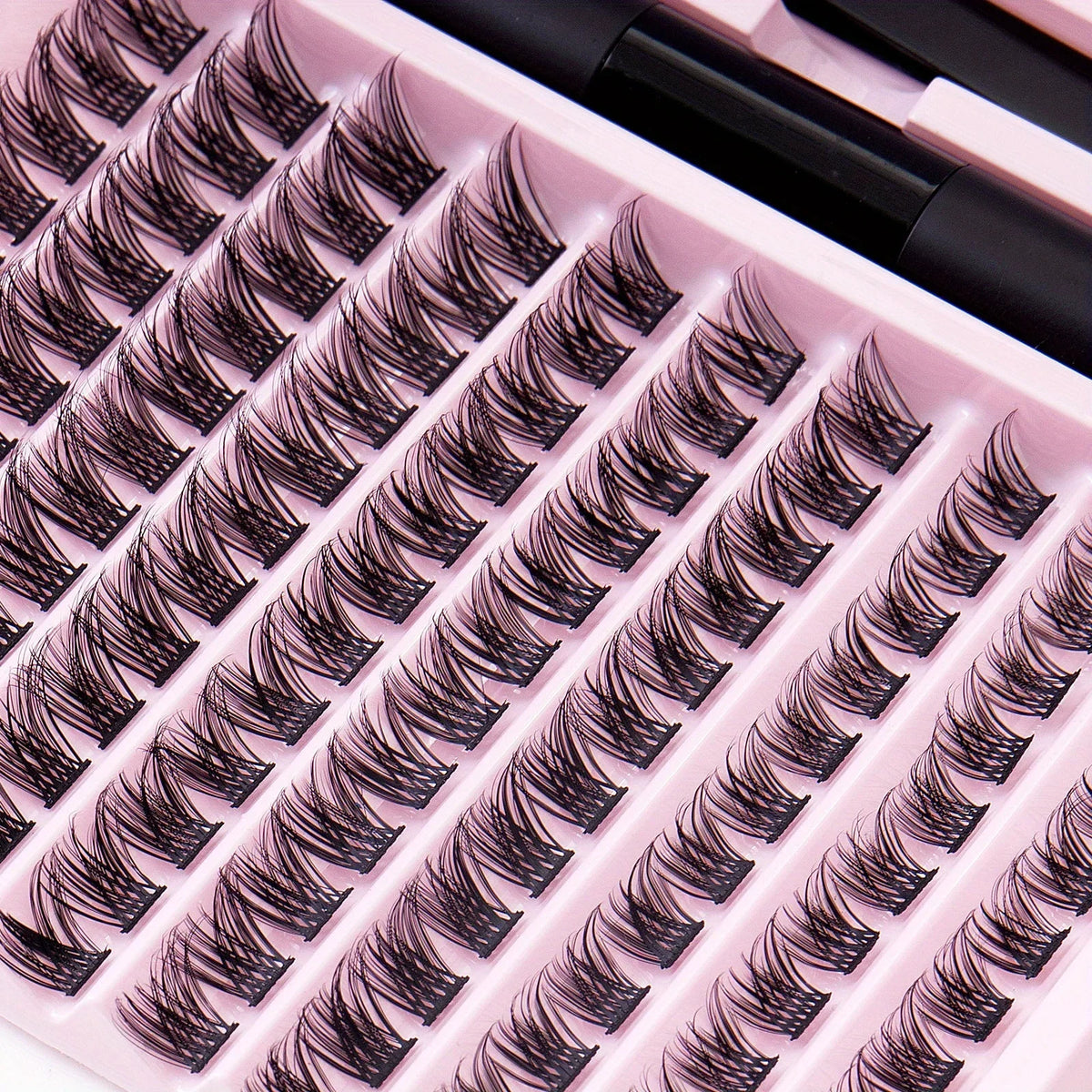 DIY Lash Extension Kit with Waterproof Strong Hold Lash Bond And Seal Lash Clusters Plus Eyelash Tweezers