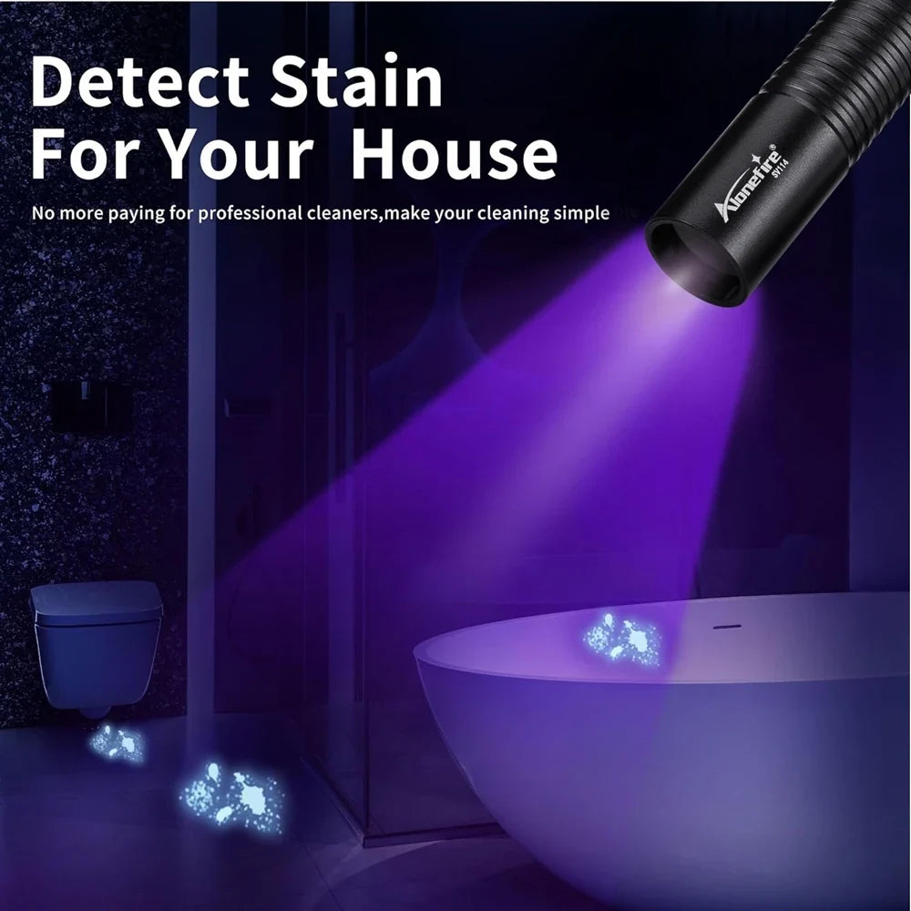 365/395nm UV Flashlight Rechargeable | Mini Ultraviolet Detection Light for Pets, Money, and More