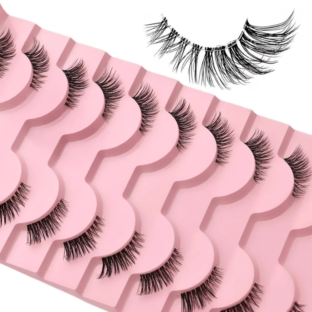 Clear Band Half False Eyelashes Natural Wispy Faux Mink Lashes Lightweight Reusable Comfortable Eye Lash for Daily Beauty Makeup