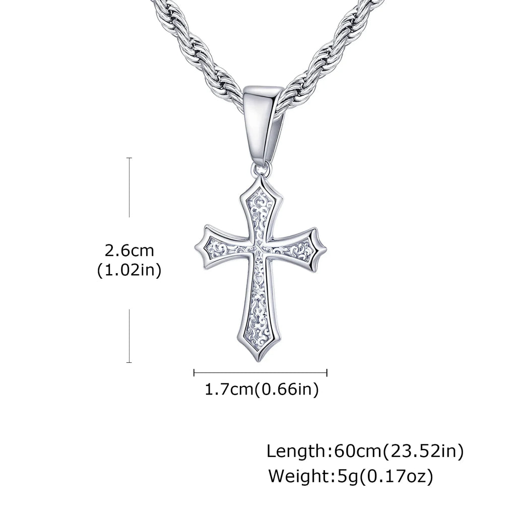 Hip Hop Cross Necklace for Men Women | Stainless Steel Chic Cross Pendant Christian Jewelry