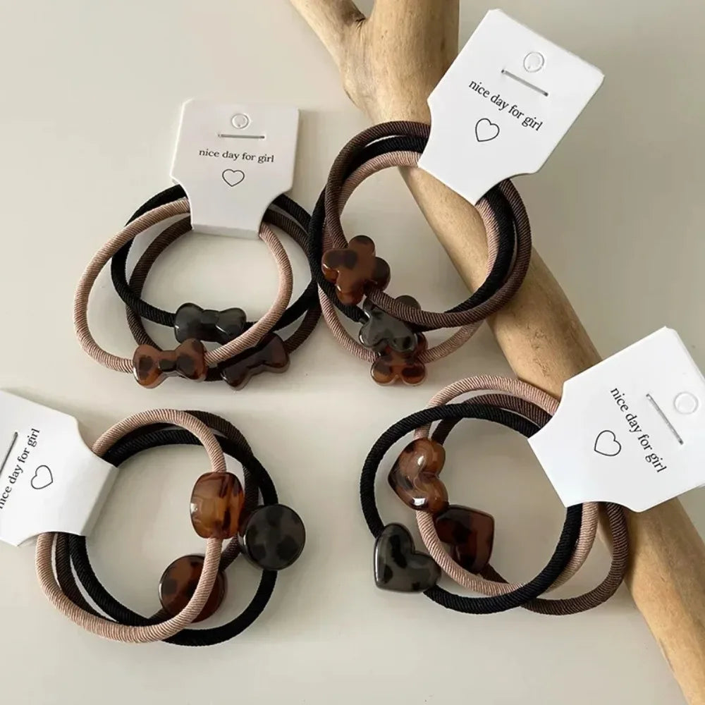 3pcs/set Woman Korean New Classic Leopard Hair Rope Fashion Acrylic Hair Rope Ties Headwear Girls Women Hair Accessories