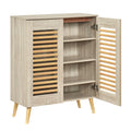 Shoe Cabinet with Louvered Doors and Removable Shelves