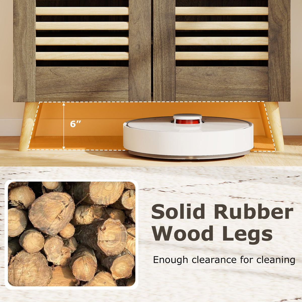 Shoe Cabinet with Louvered Doors and Removable Shelves