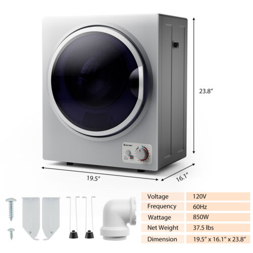 1.5 Cu .ft Clothes Dryer with with Stainless Steel Wall Mount