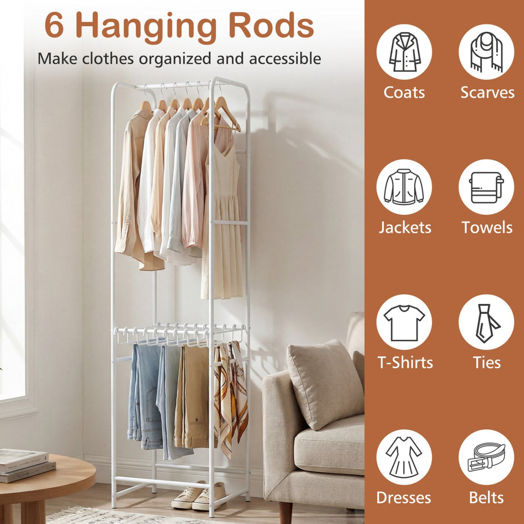Slim Coat Rack Freestanding Garment Organizer with 8 Hanging Rods