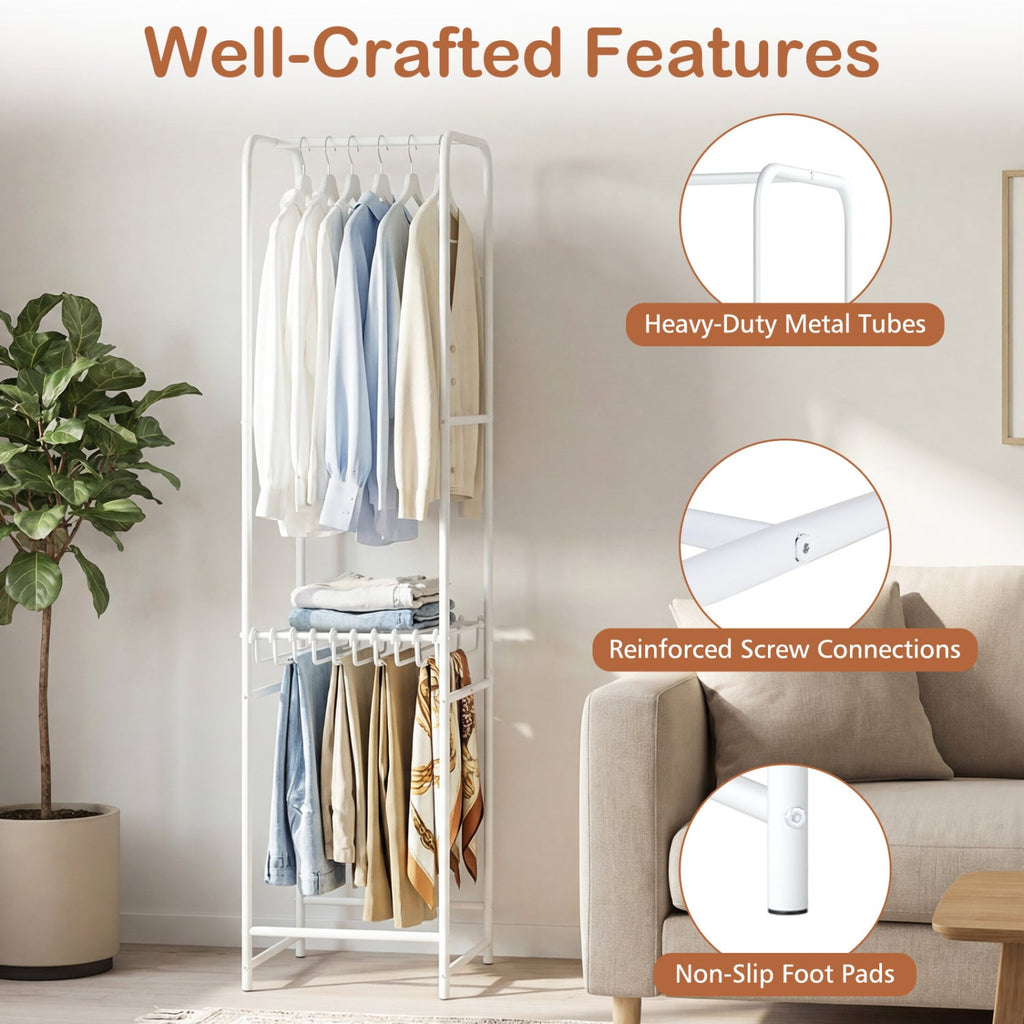 Slim Coat Rack Freestanding Garment Organizer with 8 Hanging Rods
