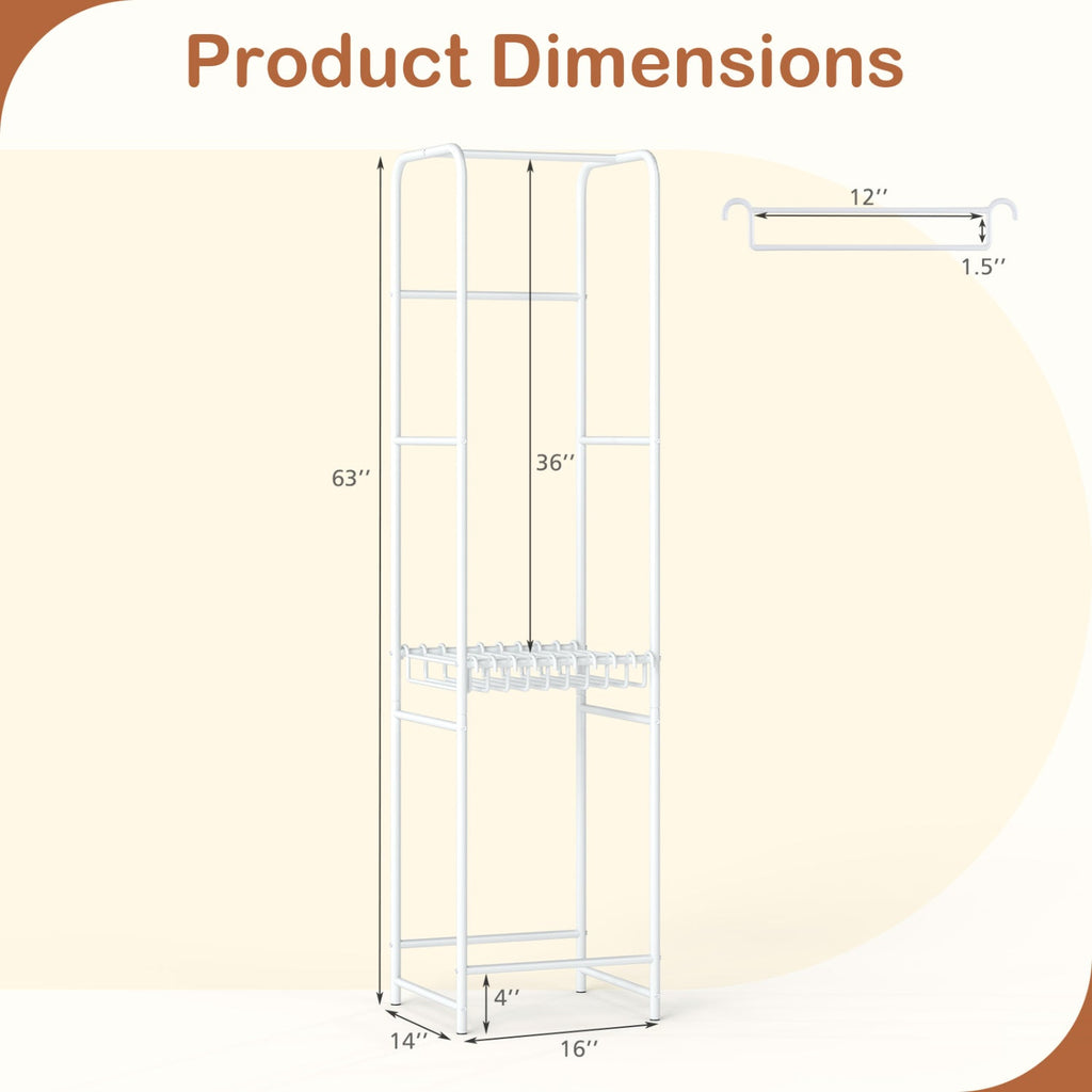 Slim Coat Rack Freestanding Garment Organizer with 8 Hanging Rods