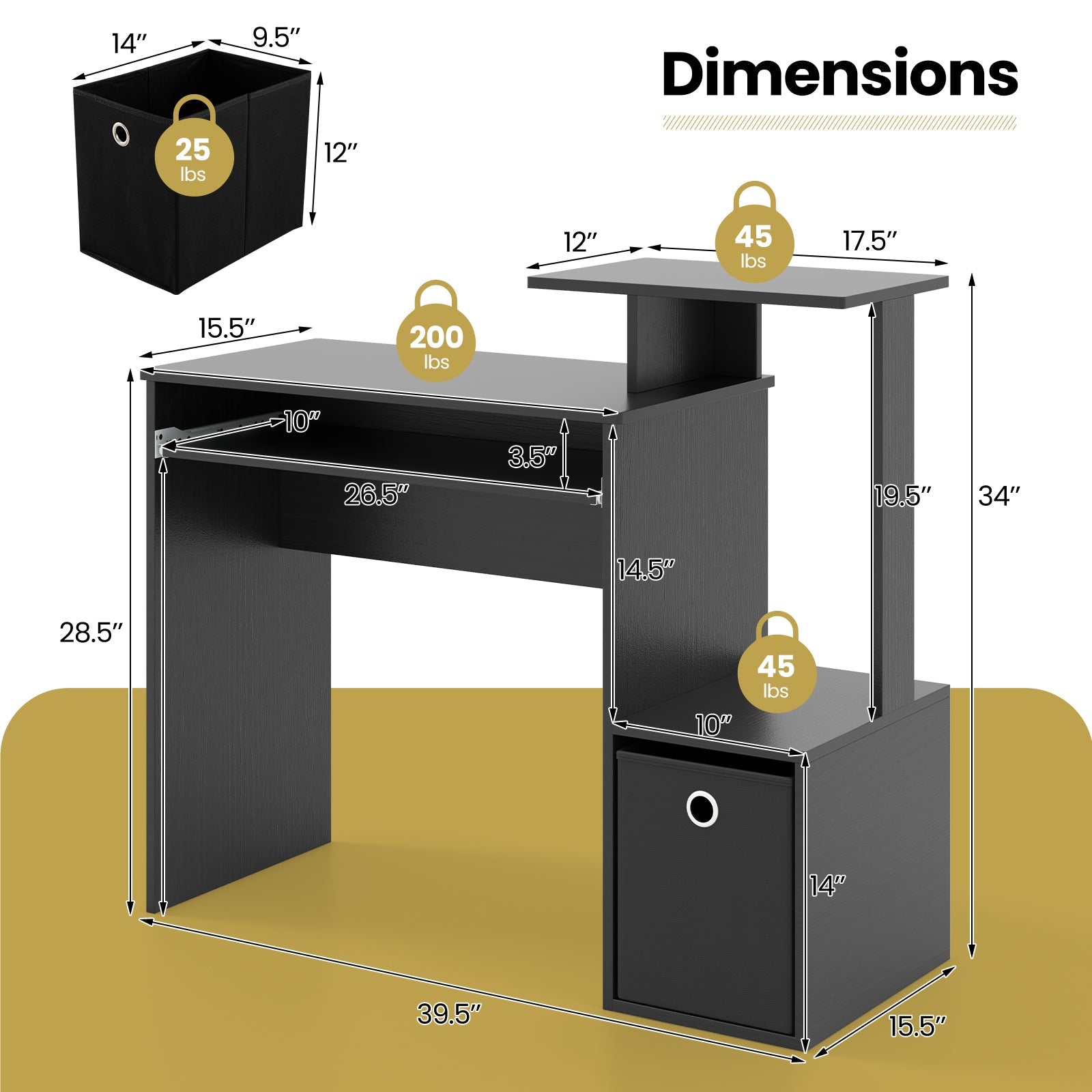 Space-saving Computer Desk with Pull-out Keyboard Tray