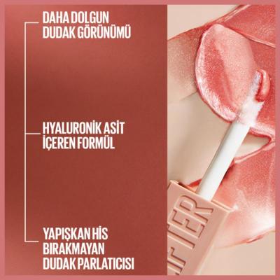 Maybelline Lifter Gloss: Hyaluronic Acid Hydrating Lip Gloss for Plump, Smooth Lips | Non-Sticky Formula - Silk Shade