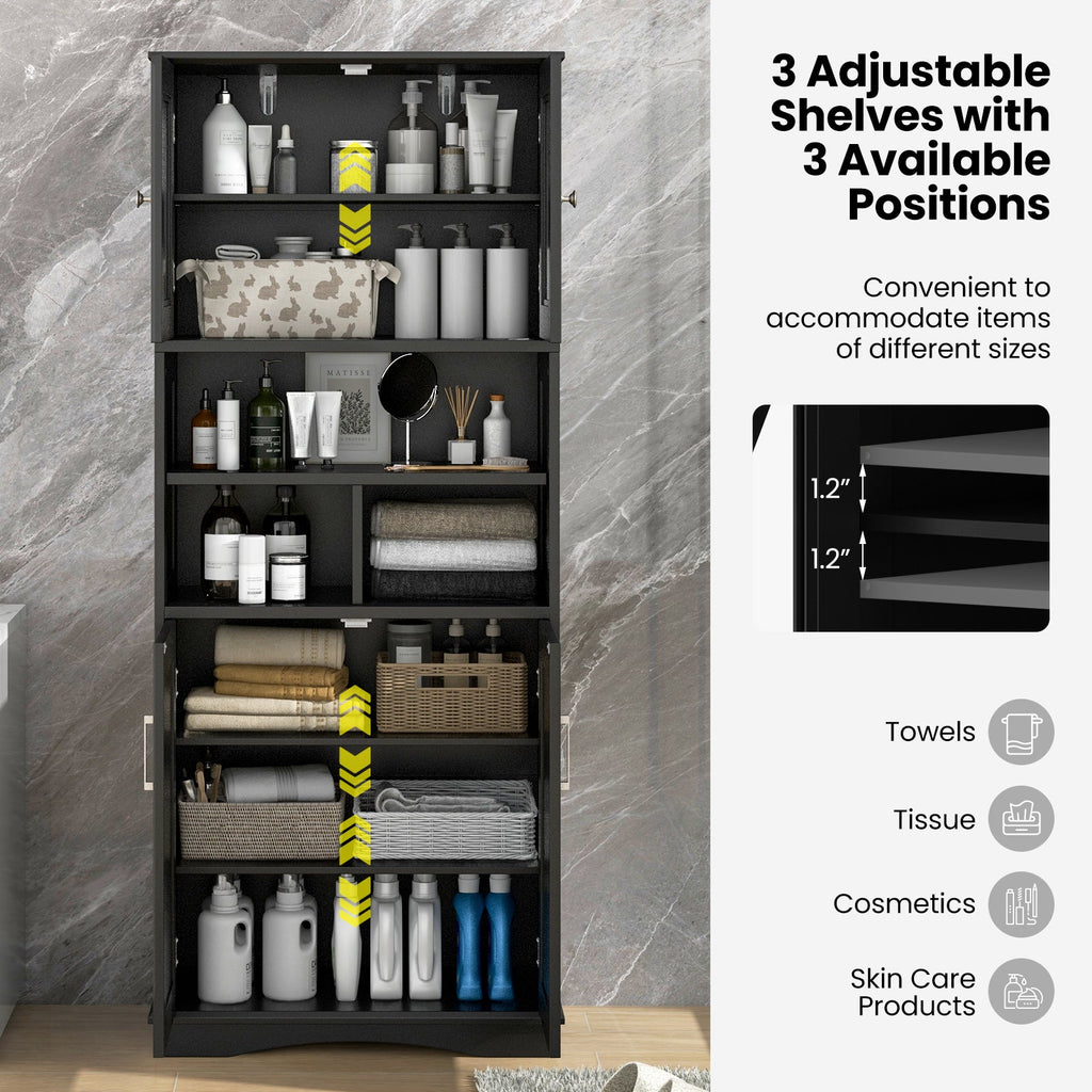 Tall Bathroom Cabinet Large Floor Storage Cabinet with Acrylic Doors and 3 Cubes