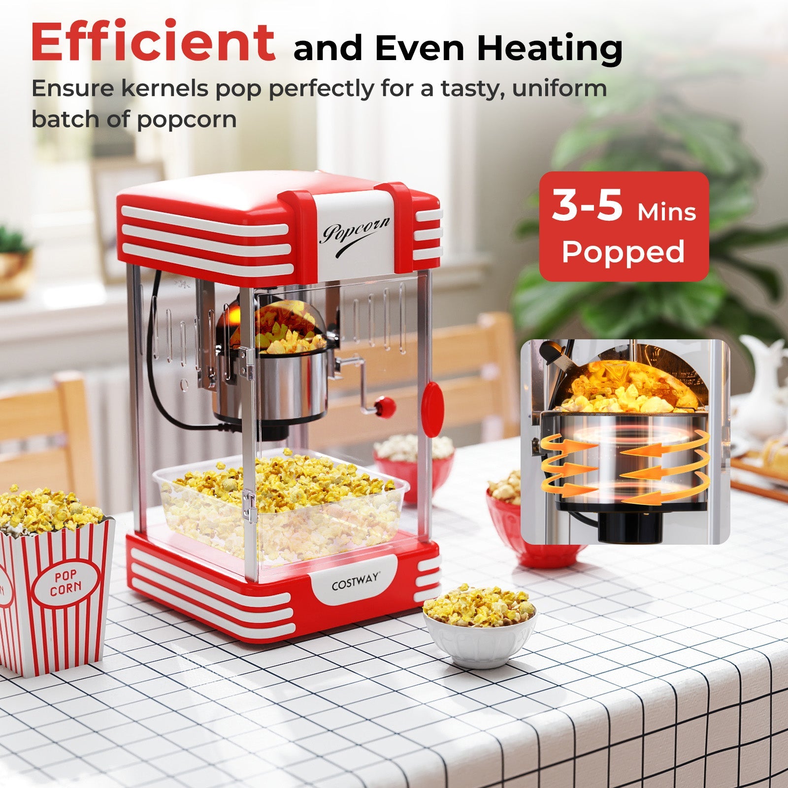 Theater Style Countertop Popcorn Maker with Stainless Steel Kettle-Red