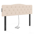 Tufted Upholstered Head Board for Queen and Full Size Bed with 2 AC Outlets