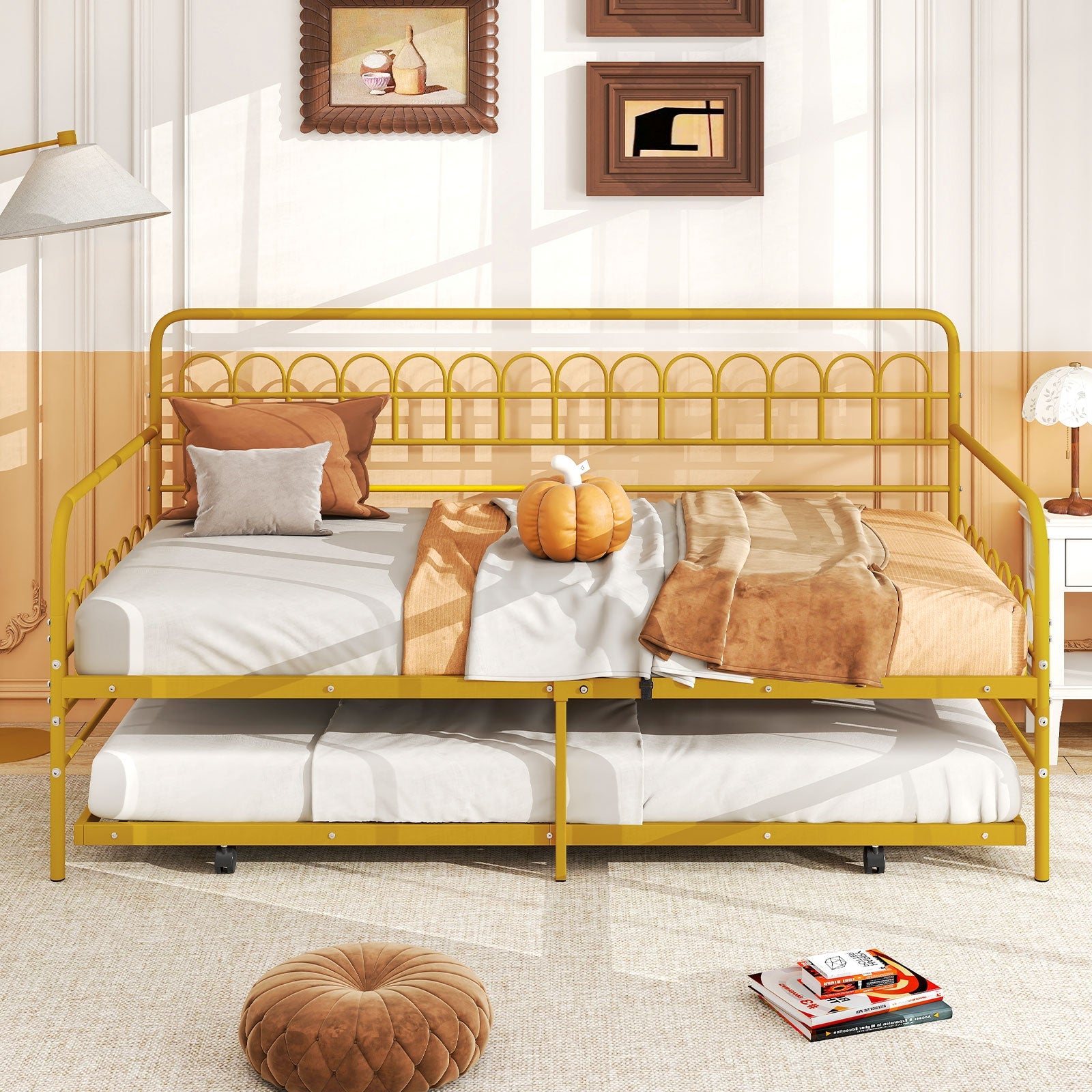 Twin Daybed with Curved Backrest and Armrests