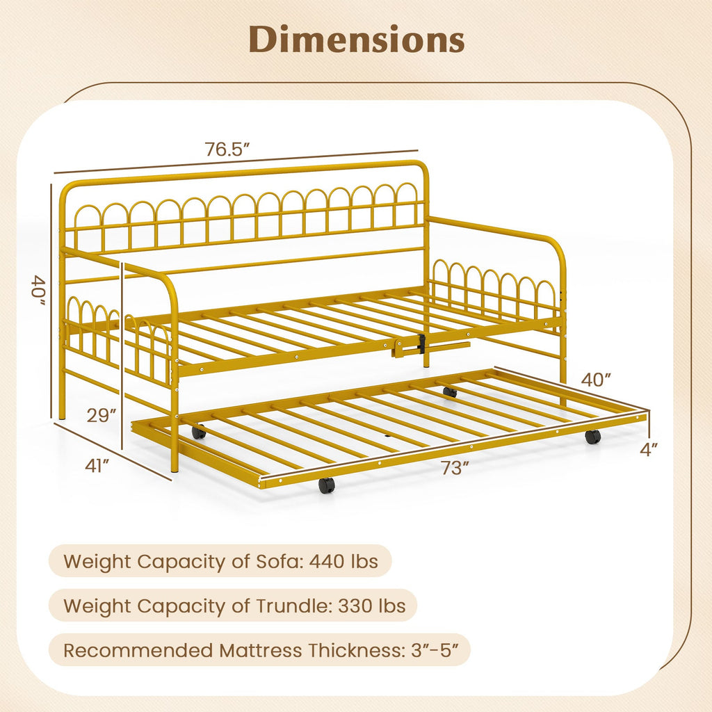 Twin Daybed with Curved Backrest and Armrests
