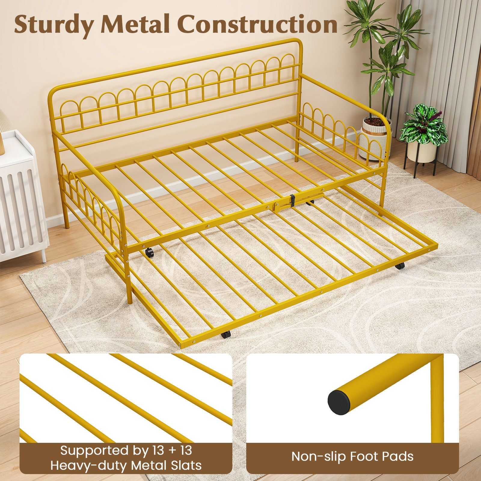 Twin Daybed with Curved Backrest and Armrests