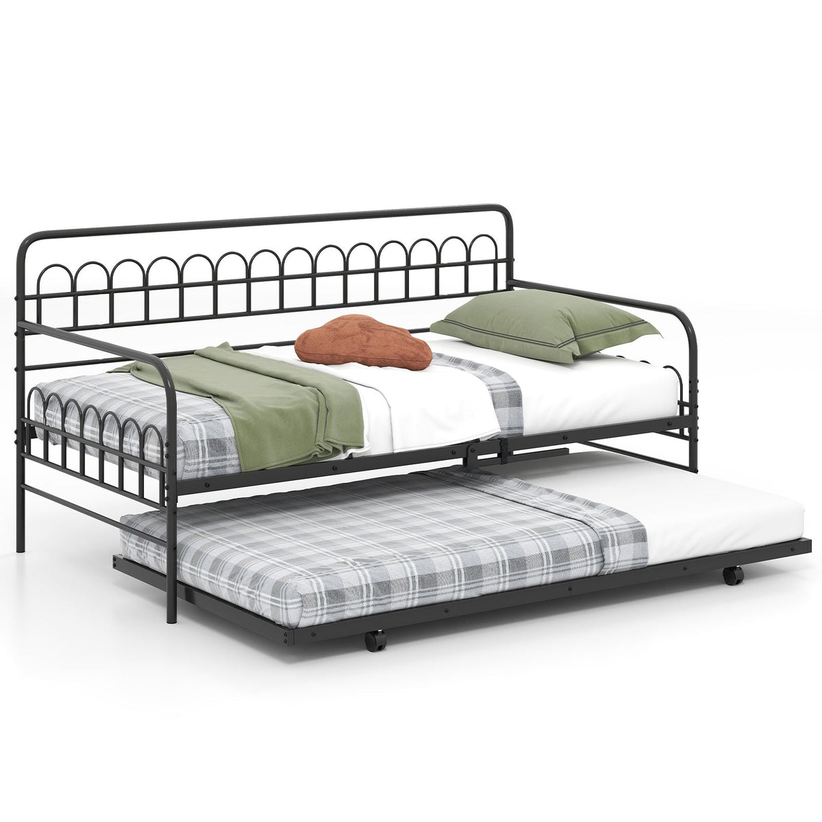 Twin Daybed with Curved Backrest and Armrests