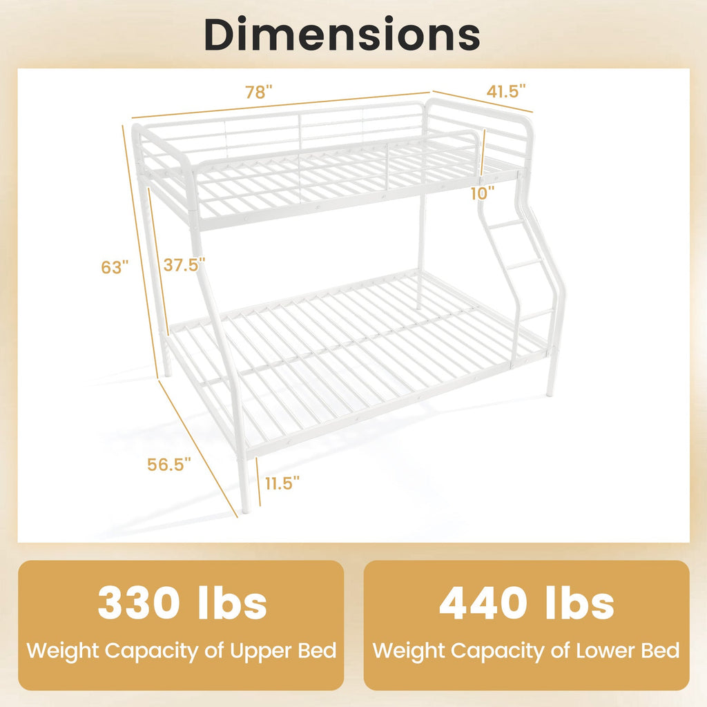 Twin Over Full Bunk Bed with Ladder and Full-length Guardrails