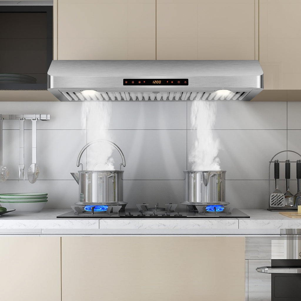 35.5/29.5 Inch Under Cabinet Range Hood 900 CFM Kitchen Vent with 4 Fan Speed